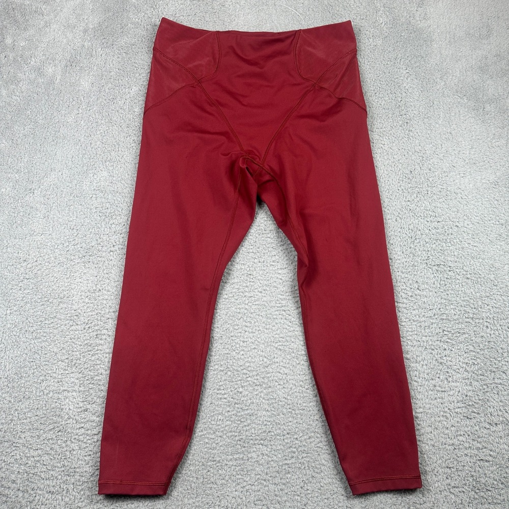 Savage X Fenty High Waist Leggings Women 3X Burgundy Red Ribbed Athletic Stretch